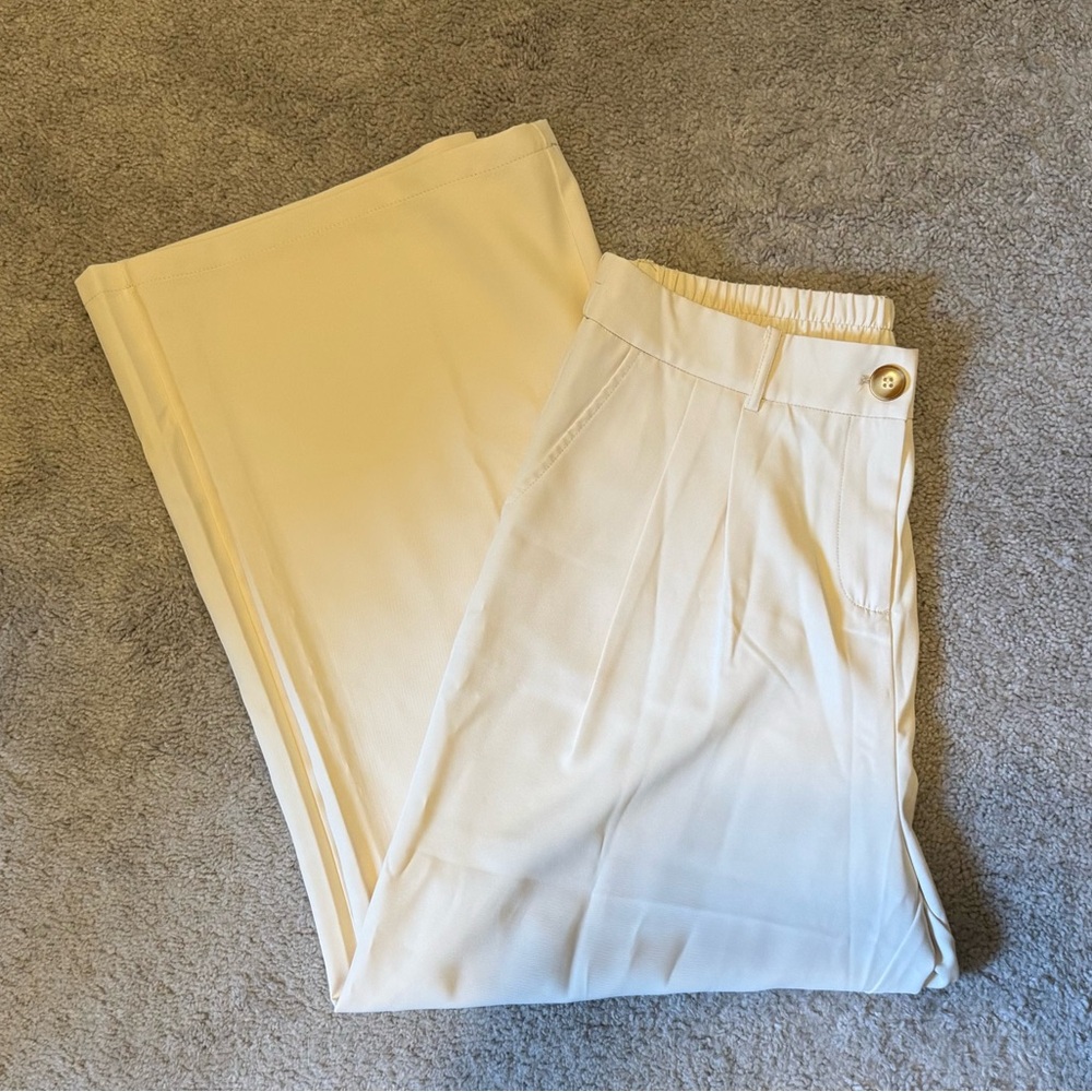 Cream Wide-Leg Trousers